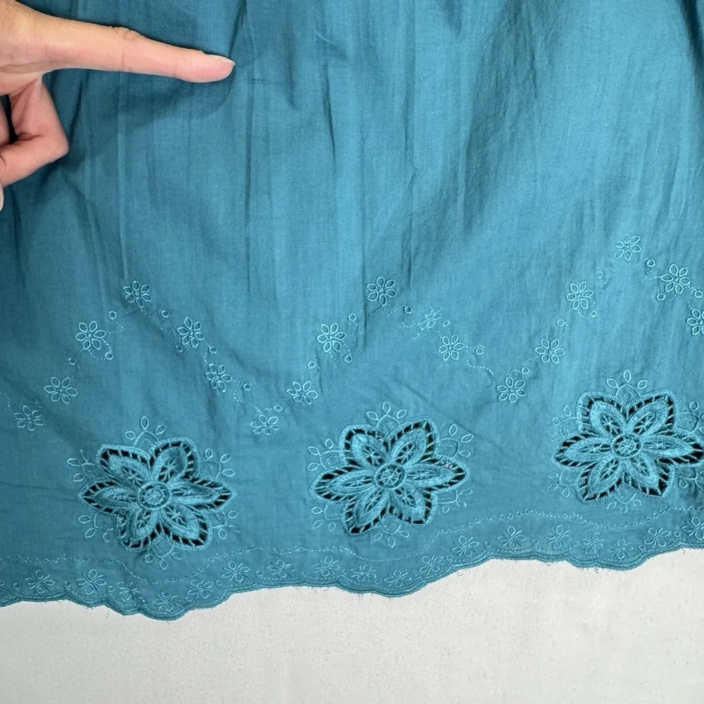 Vtg 90s Flying Tomato‎ Dress Womens Small Blue Empire Waist Crochet Boho Indie - Picture 15 of 16